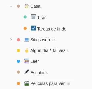 Categorize and subcategorize tasks todoist